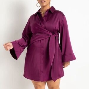 Eloquii Purple Wrap Shirt Dress